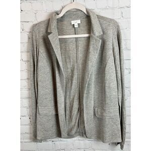 J.JILL gray open front linen rayon unlined knit jacket blazer XS NWOT